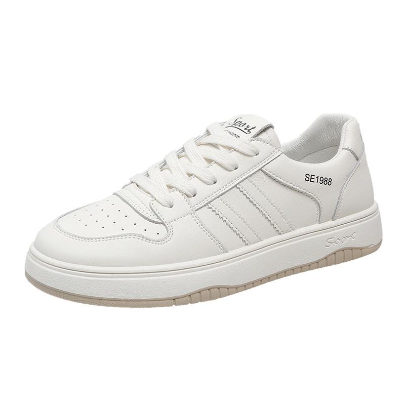 Damen Echtleder Schuhe Plateau Weiße Schuhe Frühling und Sommer Neu Vielseitige Atmungsaktive Sneaker Lässige Sneaker Schuhe