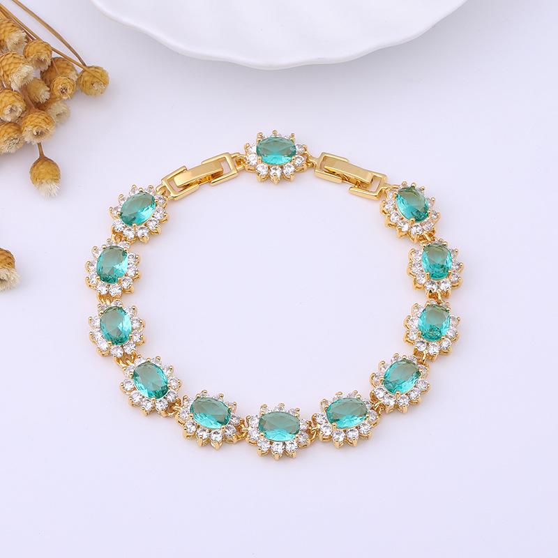 24K Hellgrüner Zirkon Damen Nischenarmband Klein Frisch Damenarmband