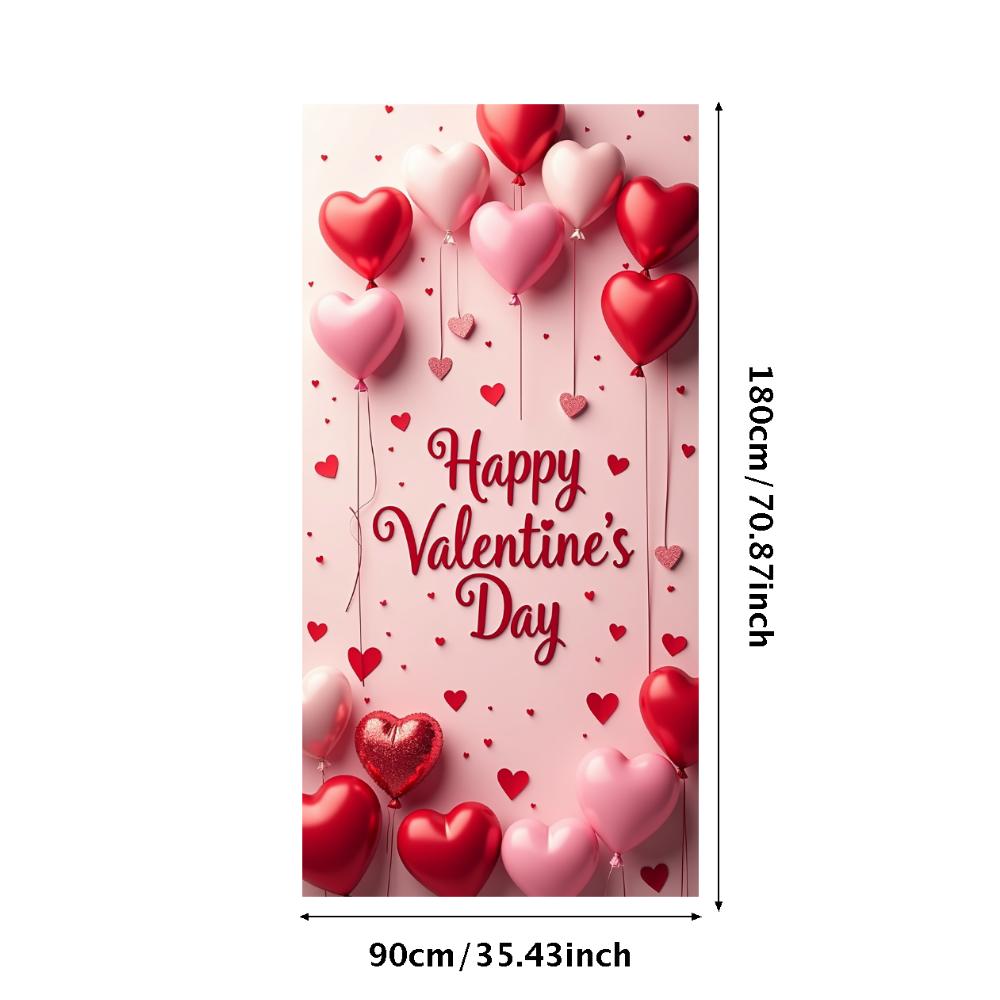 Valentine's Day Banner Backdrop Romantic Decorations Heart Background Red Love Celebration Photography Prop Party Supplies