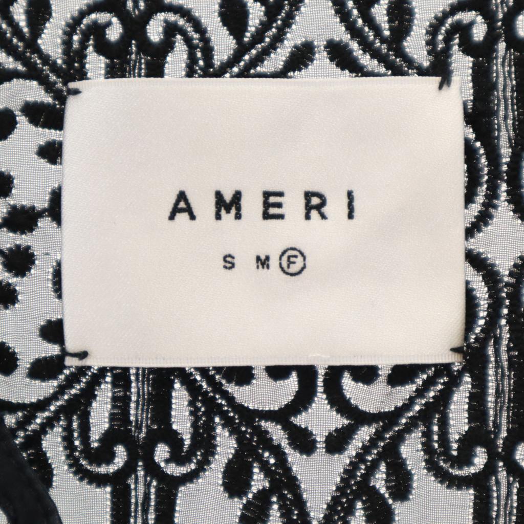 AMERI UNDRESSED Embroidery Long Sleeve See-through Stand-up Collar Shirt Women Used