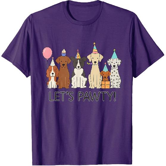 Let’s Pawty Cute Dogs Party Celebration T-Shirt