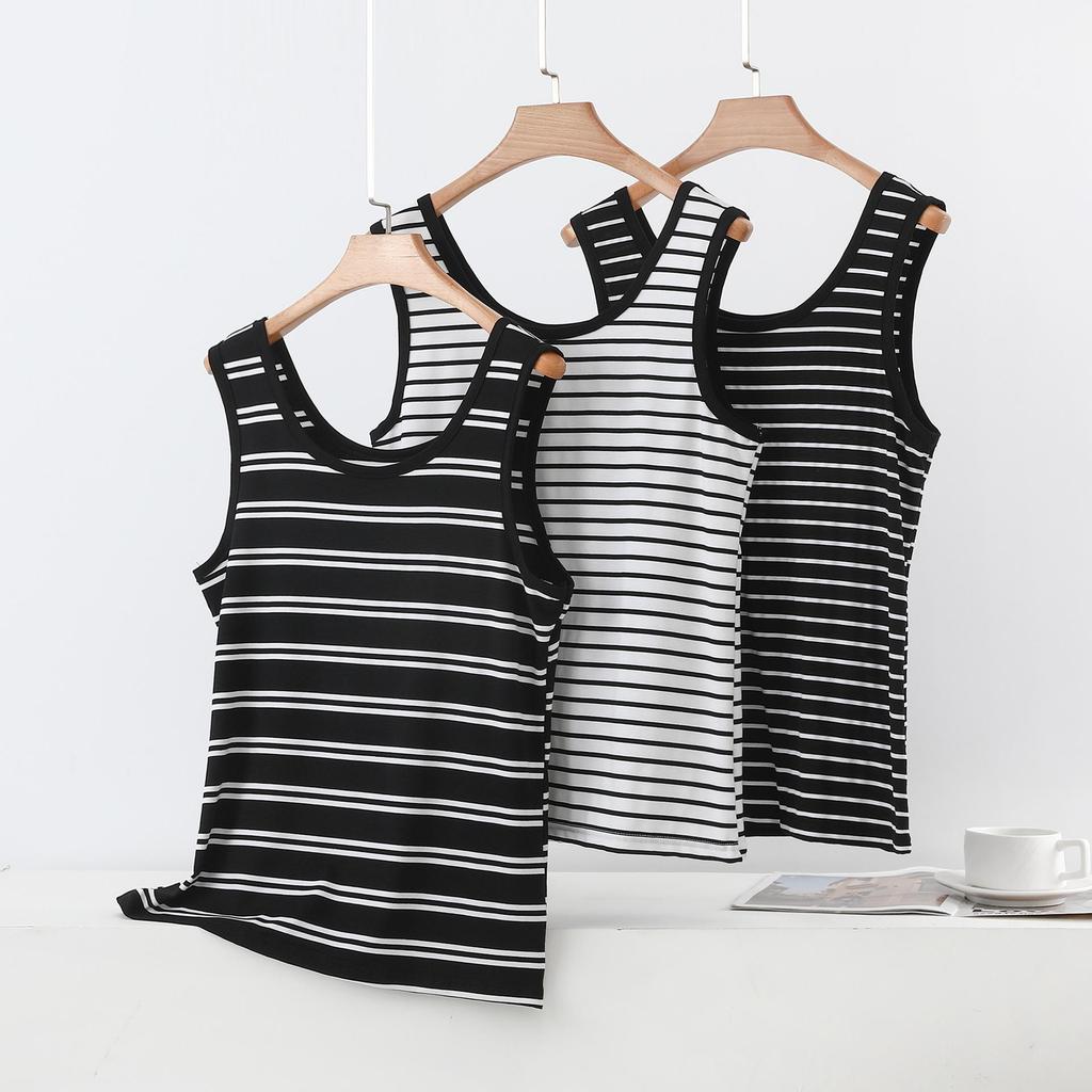 Striped Sleeveless Women's U-Neck Tank Top - Wide Shoulder Modal Camisole 2026 Summer Edition