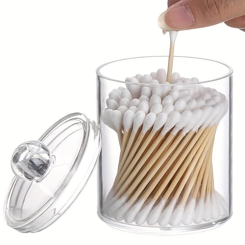 1/2/3 Pack Plastic Cotton Swab Ball Pad Holder, 10 Oz Bathroom Organizer, Qtip Apothecary Jar Clear Container Dispenser