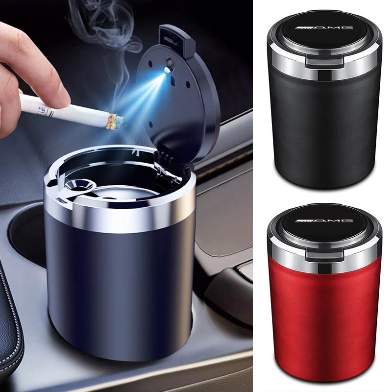 Car Interior Accessories Ashtray LED Light Portable Smoke Ashes Holder for Mercedes Benz AMG W204 W205 W203 W211 W212 W213 W201