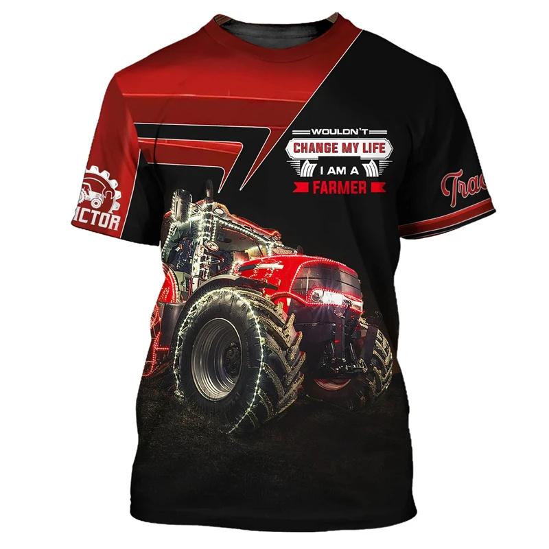 Farm Tractor Graphic T Shirt For Men Truck 3D Printed T-Shirts Casual Round Neck Tops Loose Short Sleeve Oversized Unisex Tees