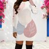 Damen Übergröße Rundhals Langarm Bedrucktes Bodycon Minikleid
