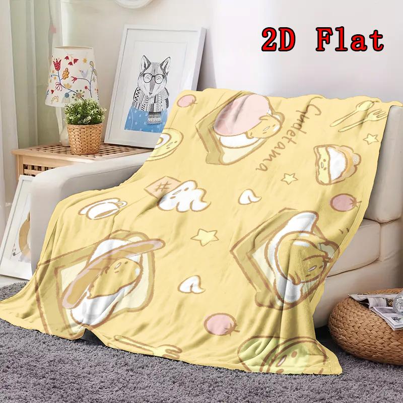 Gudetama 2D Flat Pattern Flannel Blanket High quality All Seasons Warmth and Comfort Perfect for Christmas Gifts.FMT261012377