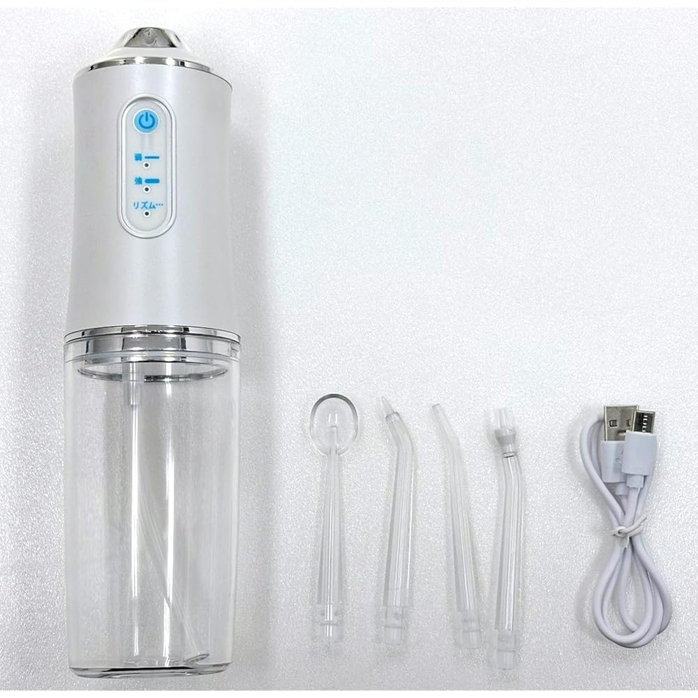 Trade One Jet Washer Oral Irrigator 99.9% Plaque Removal Portable Compact Size 4 Nozzles USB Rechargeable