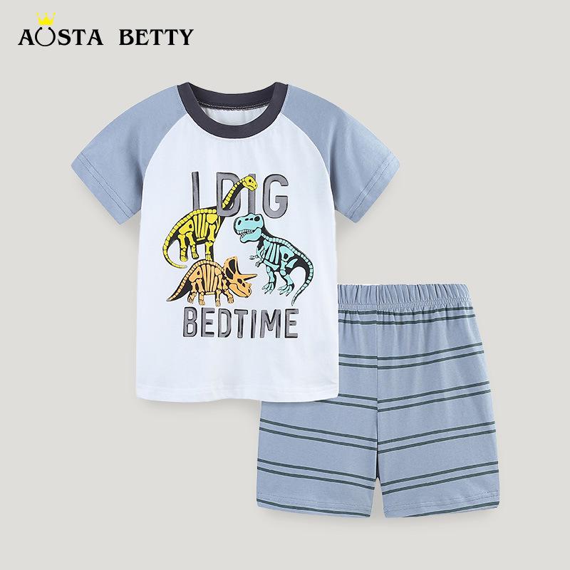 

Boys Summer Cartoon Animal Print Cotton Shorts Set 4Y (110 cm)