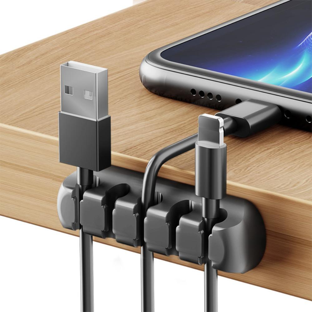 Wall mountable self-adhesive silicone cable organizer multi-functional cable winder earphone cables phone data cables wires