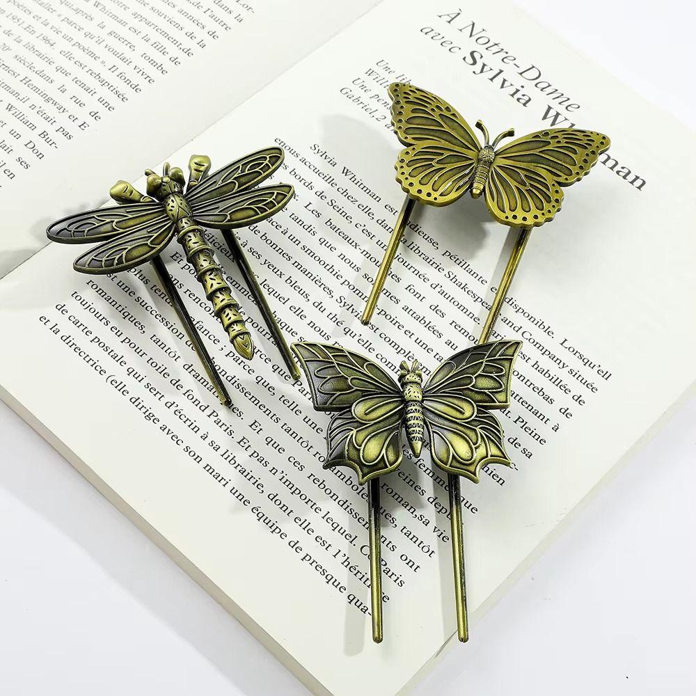 Dragonfly Butterfly Bookmarks Bronze Metal Insect Bookmark Student Vintage Book Clip  Writing Gifts