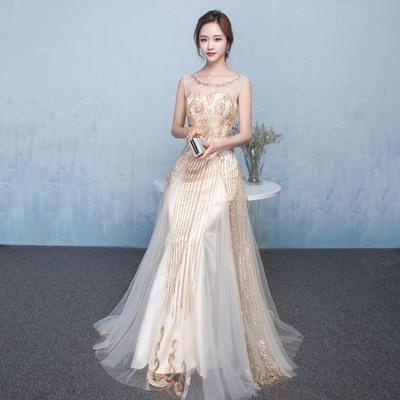 Elegantes Damen-Abendkleid mit Blumenstickerei, Hochzeit, Brautjungfer, formelles Abschlussballkleid