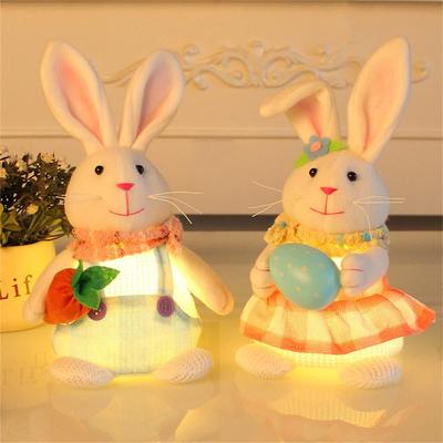 Easter Rabbit Figurine: Luminous Standing Pose with Cute Carrot & Egg - Perfect Ornament for Easter Decoration