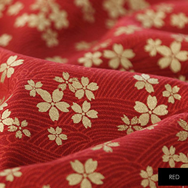 100*150cm Japanese Style Red Cherry Blossom Bronzing Fabric For Sewing Patchworks Quilting Needlework Diy Handmade Material