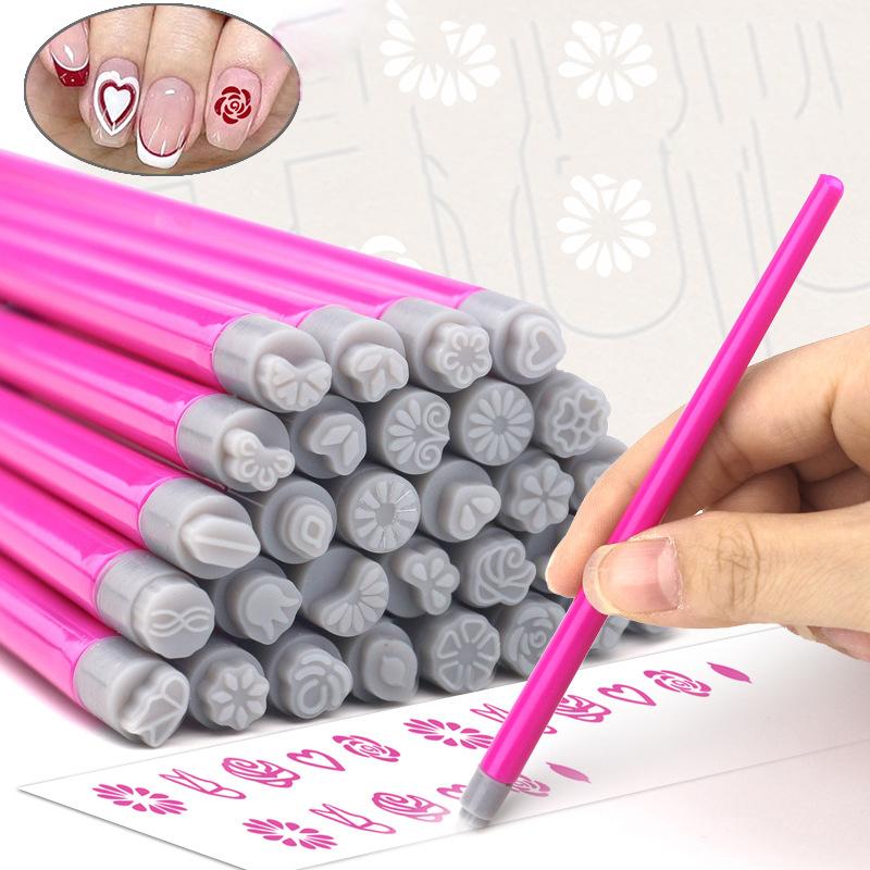 5/30Pcs Professional Nail Art Stamp Pen Set Daisy/Butterfly/Heart Nail Template Diy Nails Painting Tool Manicure