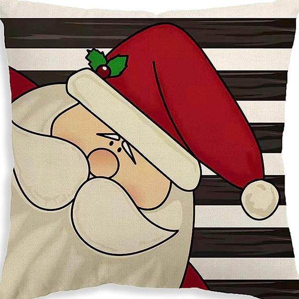 Christmas Pillowcase Linen Print Elk Snowman Home Decoration Sofa Cushion Cover