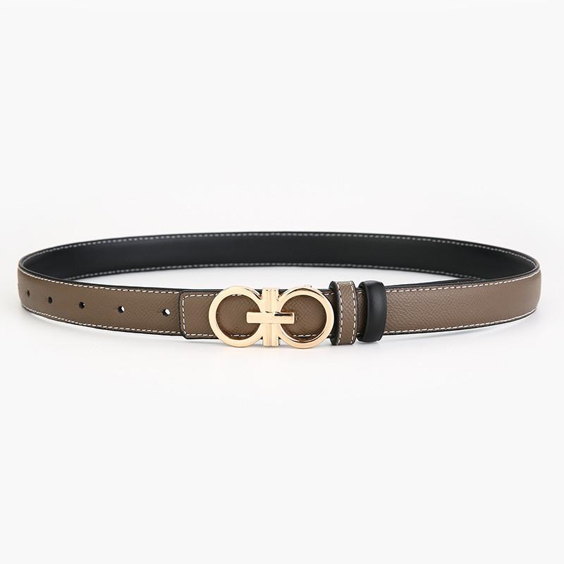 

Leather Womens Belt With Geometric Buckle For Casual Dresses And Jeans Eight Gray