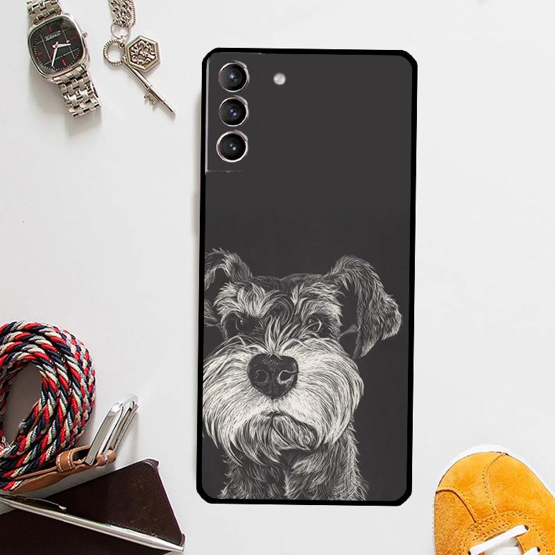 Cartoon Schnauzer Dog Case For Samsung Galaxy S25 Ultra S20 S21 S22 S23 Plus S24 Ultra S9 S10 S25 FE Cover Coque
