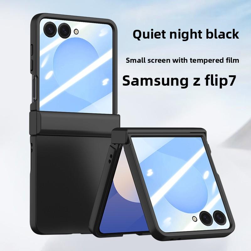Fashion Candy Color Skin Feel Matte Hinge Protect Case for Samsung Galaxy Z Flip 8 7 6 5 4 3 Tempered Glass Film Anti-drop Cover