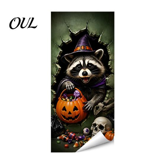 PVC Scary Patterns for Patio Halloween Wall Stickers Trash Can Decal Stickers, Spooky Skull Ghost Horror Weather Resistant Bin Wraps Holiday