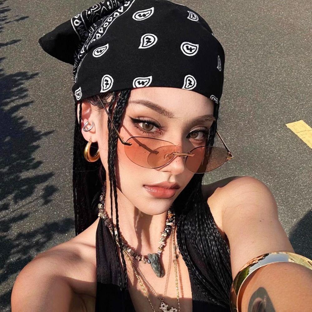 All-match Y2k Print Turban Sweet Small Square Scarf Retro Printed Headscarf  Beach