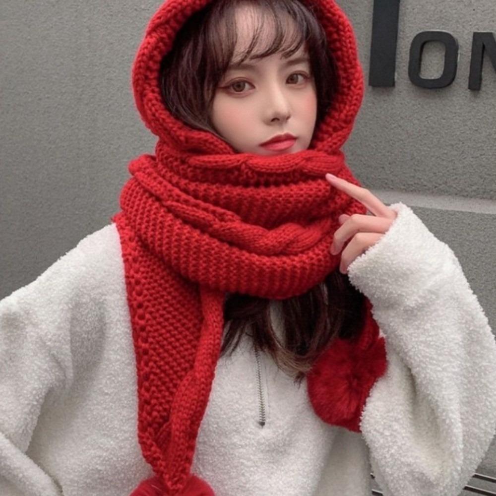 Ear Protection Knitted Hat Scarf Set Neck Warmer Neckerchief Cute Cycling Balaclavas Hat Winter