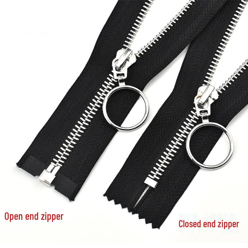 Platinum No. 5 Metal Zipper with Pull Tab & Round Ring for Jackets
