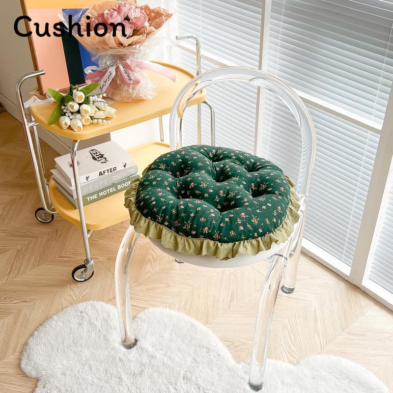 

Bohemian Cotton Linen Floor Cushion With Floral Pattern For Living Room Decor RoseGreen