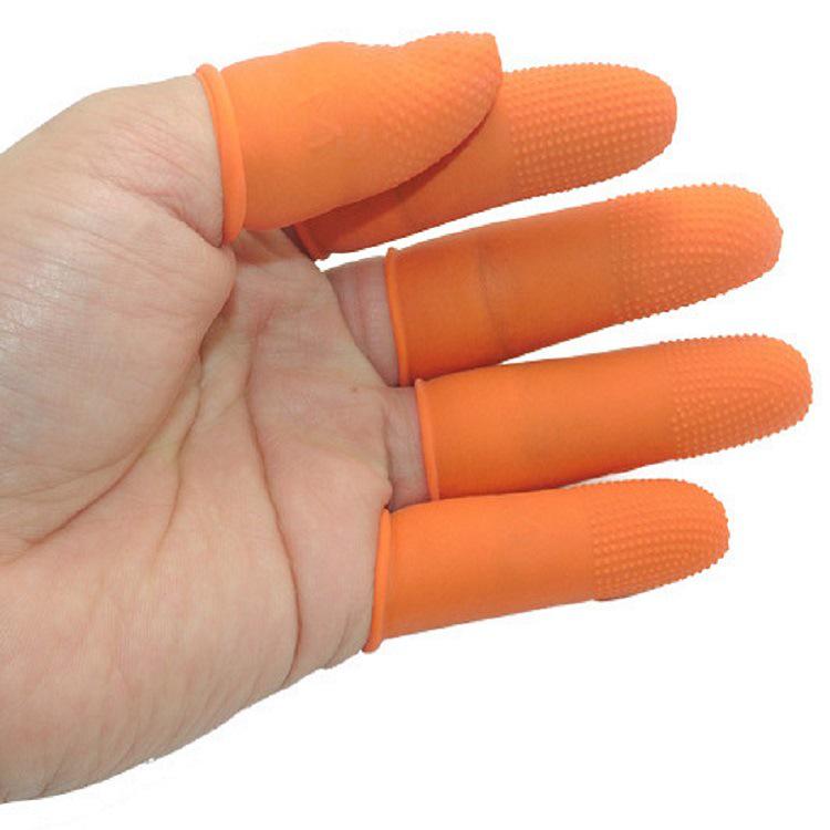 Orange Anti-slip Disposable Latex Finger Cots (Bagged) 100 pcs/bag, Medium