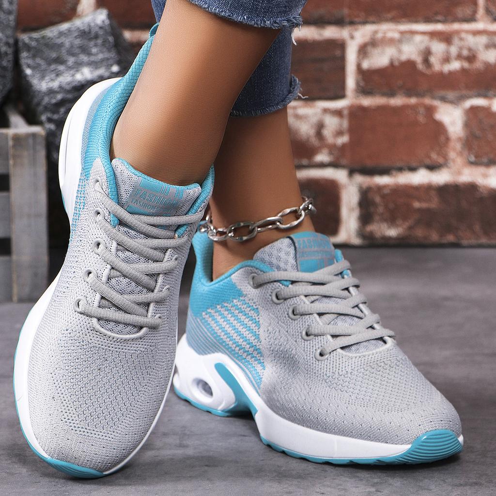 Women's Breathable Mesh Sneakers Fashion Air-cushion Running Sports Shoes Ladies Knitted Jogging Walking Shoes Anti-slip