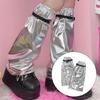 Aesthetic Fashion Buckle Strap Leg Warmer Streetwear Harajuku Boot Cover Metallic Shining Leg Sleeve Socks for Women