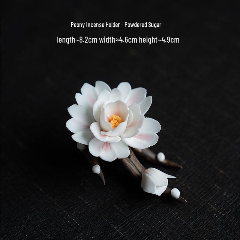 Керамическая аромалампа «Пион» – Ручная работа, держатель для дзен-ароматерапии и настольное украшение