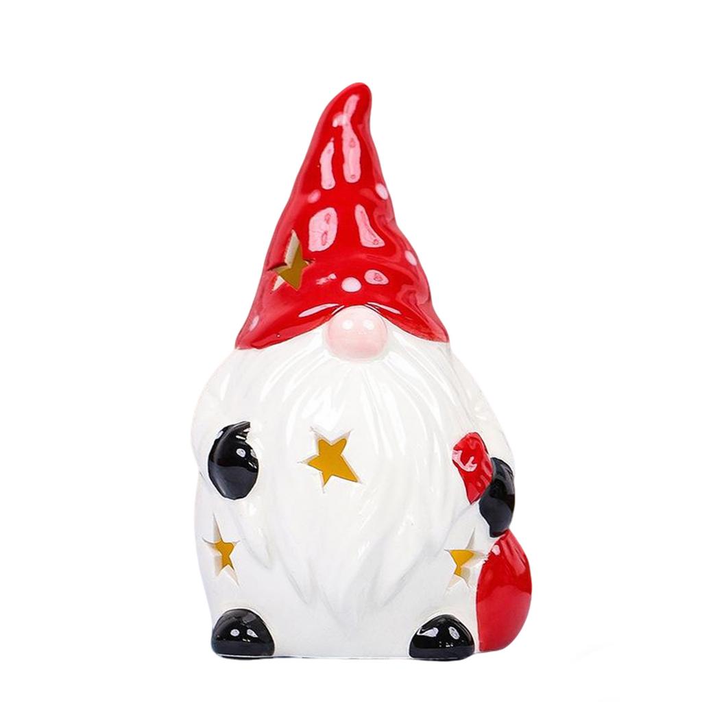 Christmas, Ceramic Small House, Snowman, Deer, Old Man, Hollow Design, Christmas Handicraft Ornaments, LED Light Atmosphere Decoration, Small Gift