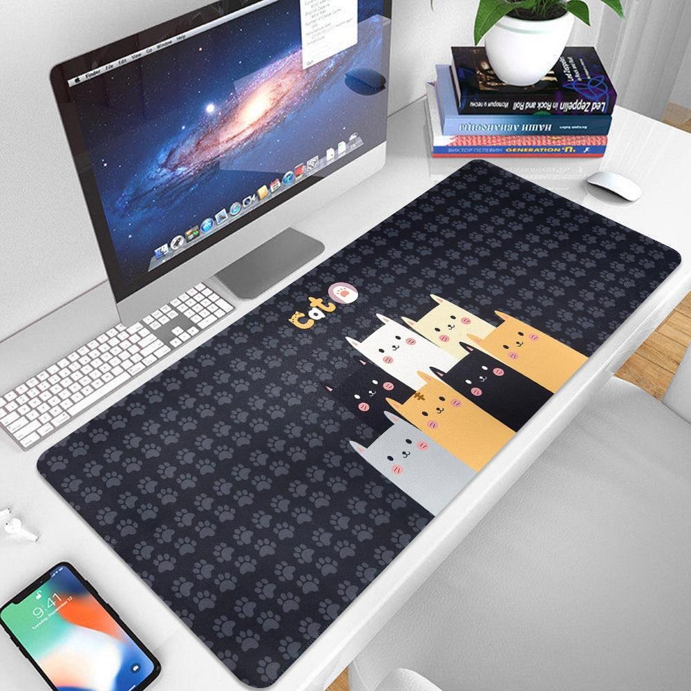 Lovely Cat Rabbit Animal Big Mouse Pad, Non‑Slip Rubber Base Desk Mat for Gamer Student Home Office Desktop Decor Gift