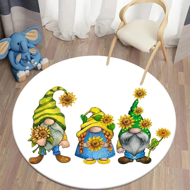 Fall Pumpkin Round Rug for Bedroom Thanksgiving Decor Circle Non Slip Carpet Maple Leaves Floor Mat for Bath Living Room Kitchen