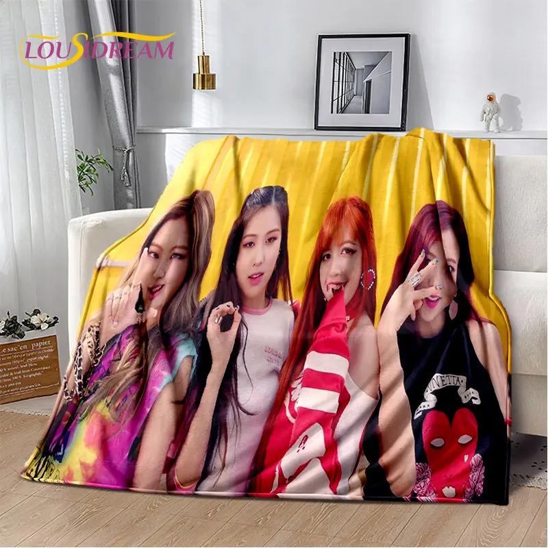 Black Pink Kpop Star Girl Group Soft Plush Blanket,Flannel Blanket Throw Blanket for Living Room Bedroom Bed Sofa Picnic Cover