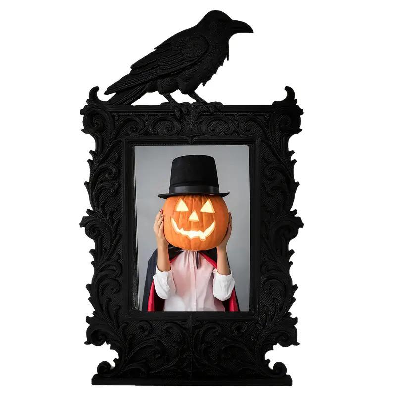 Halloween Crow Bat Vintage Picture Frame Black Atmosphere Decorations Ornate Photo Frame Halloween Desktop Ornaments