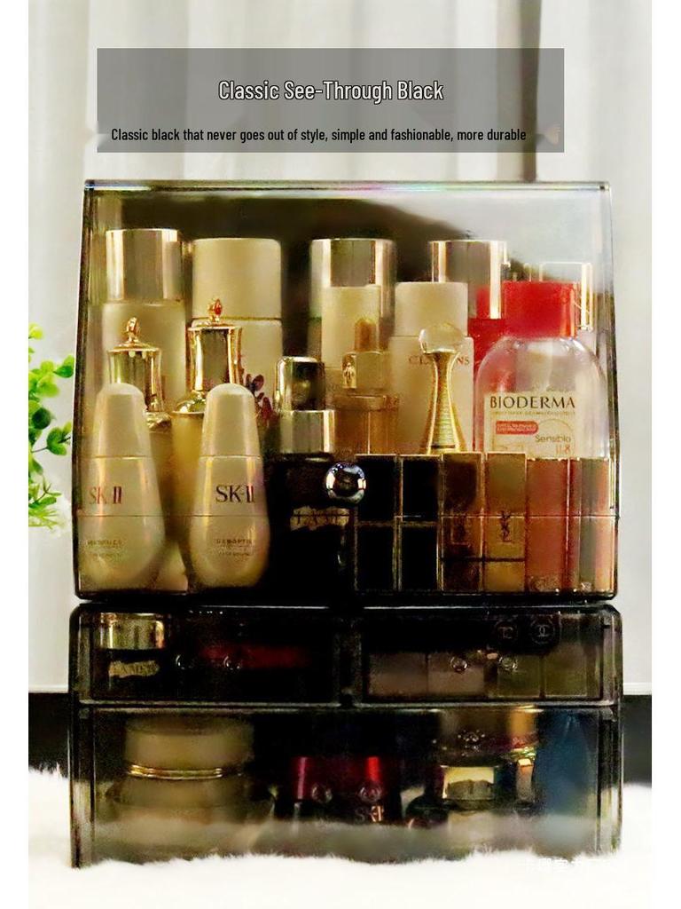Organizator cosmetic transparent rezistent la praf cu capacitate mare pentru rujuri și produse de îngrijire a pielii