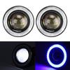 Pair 3.5in LED Fog Lights Angel Eyes with COB Universal Replacement Assembly for Car SUV TruckWhite