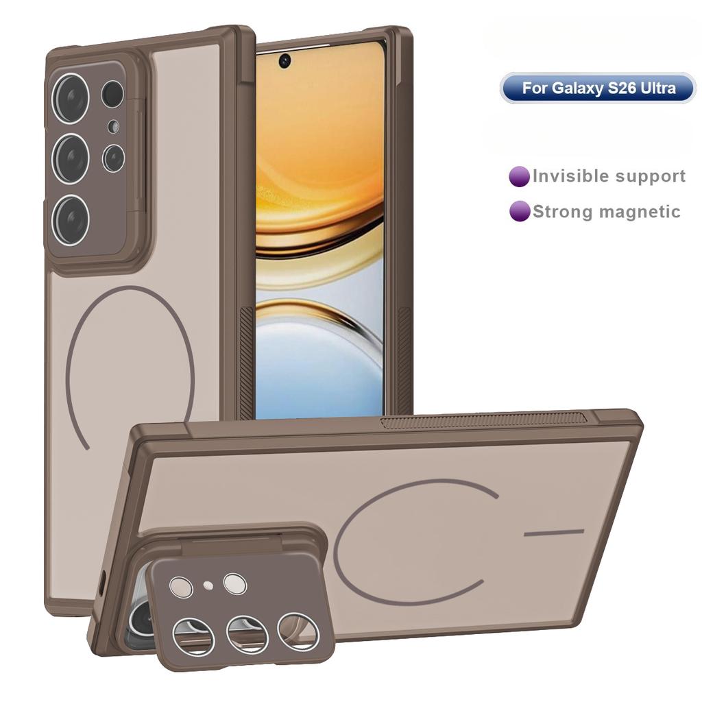 For Magsafe Magnetic Shockproof Phone Case for Samsung Galaxy S26 Ultra S25 Edge S24 Plus S23 FE Bracket Lens Protection Cover