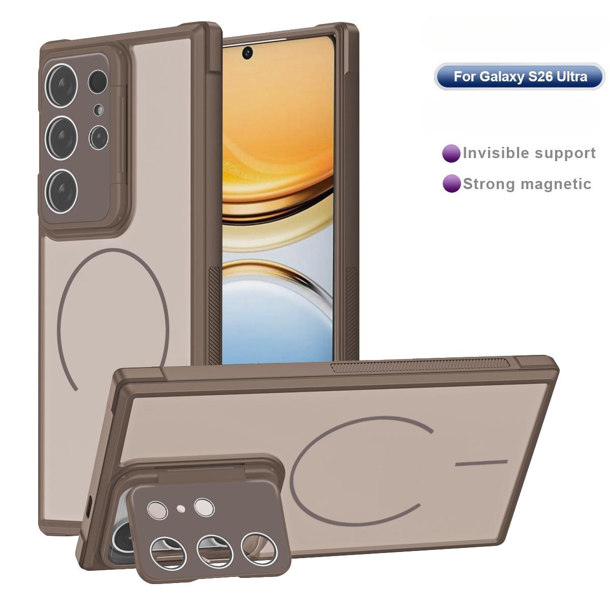 

For Magsafe Magnetic Shockproof Phone Case for Samsung Galaxy S26 Ultra S25 Edge S24 Plus S23 FE Bracket Lens Protection Cover Galaxy S24 Ultra