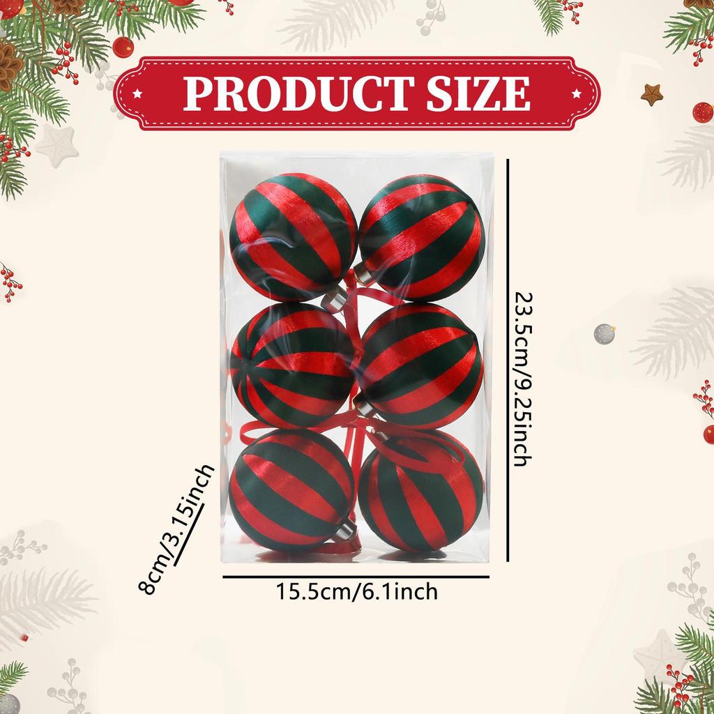 6 Pieces Christmas Ball Ornaments Charm Pendants Tree Hanging Decorations