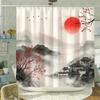 Chinese Style Ink Painting Shower Curtain - Digital Print, Waterproof Polyester, Machine Washable, All-Season Bathroom Decor