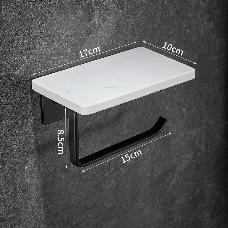White/Black Marble Bathroom Paper Towel Holder Aluminum Wall-mounted Phone Rack Roll Tissue Shelf Bathroom Accessories