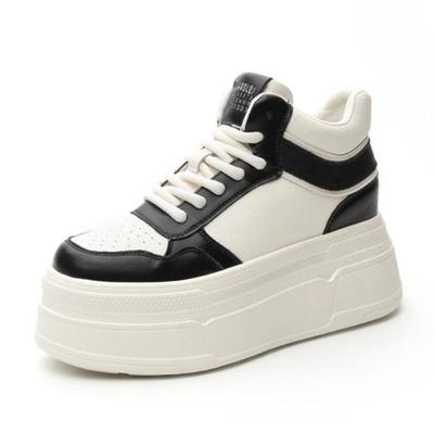 Fashion 6CM Natural Genuine Leather Women Fashion Platform Wedge Chunky Sneakers Casual Ankle Booties 2024 Spring Autumn Ladies Shoes