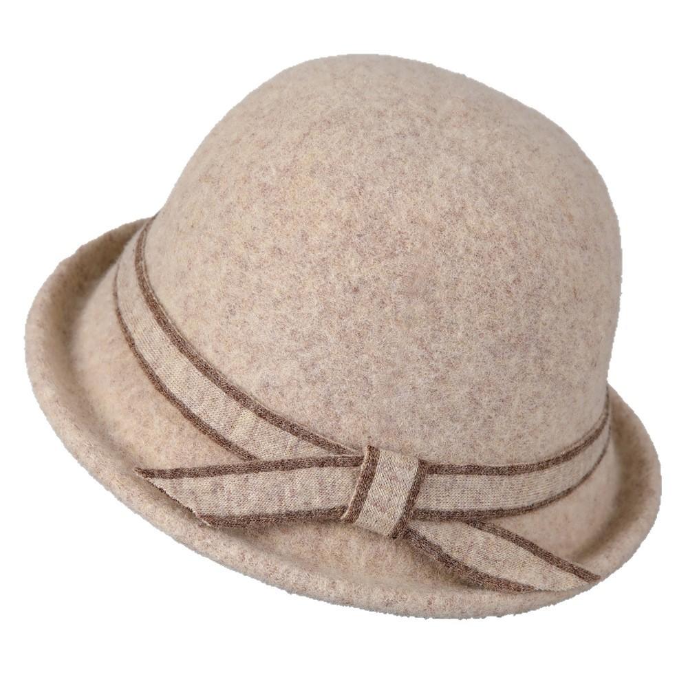 Curled Wool Mother Bucket Hat Elegant Temperament Small Face Thickened Simple Bow Warm Tide