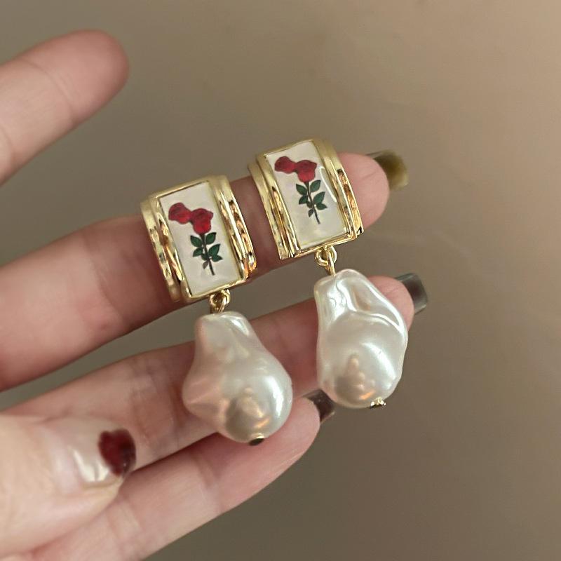 Luxury Pink Earrings Elegant Gold Plated Zircon Flower Front Back Earring Birthday Gift Party Jewelry 2023 Luxury Designer