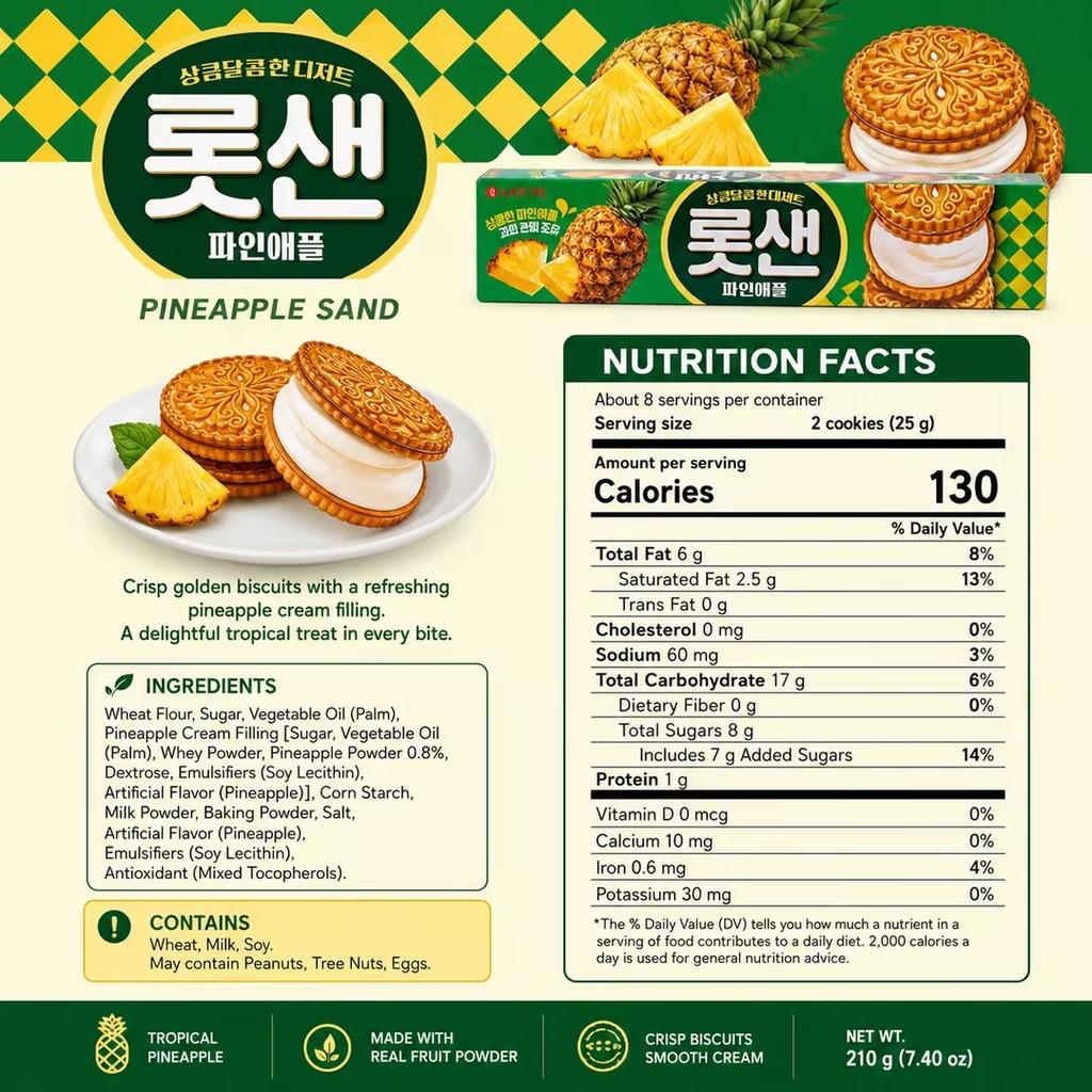 Lotte Pineapple Filled Biscuits 105g