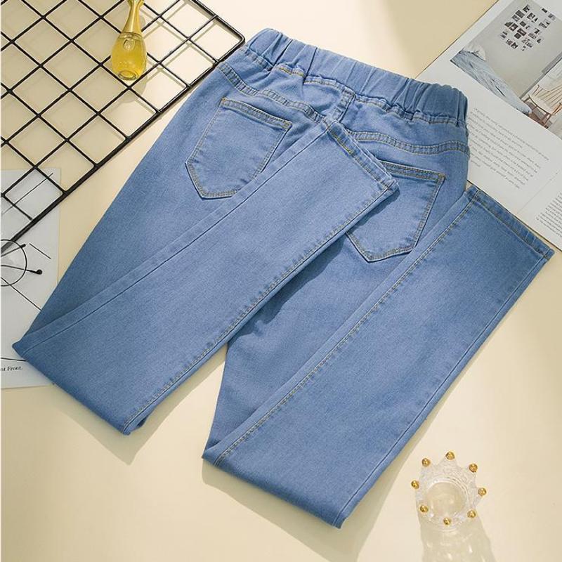 Jaro a podzim Ženy Džíny Dámské Tužka Elastické Plus Velikost Basic Modré Kalhoty s vysokým pasem Džínové kalhoty