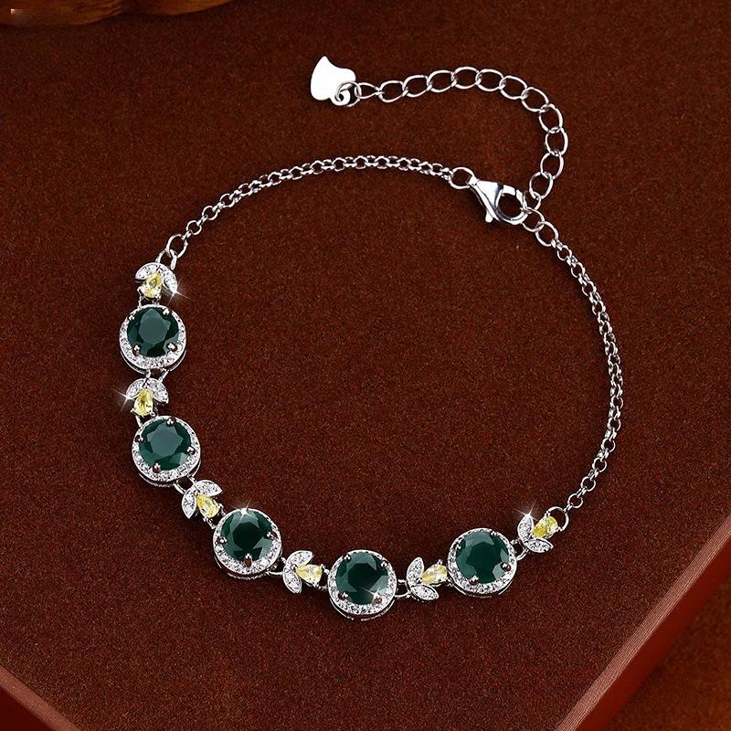 

New Chinese natural blue water jadeite jewelry s925 sterling silver bracelet women s new dangerous material advanced design sense 925 silver